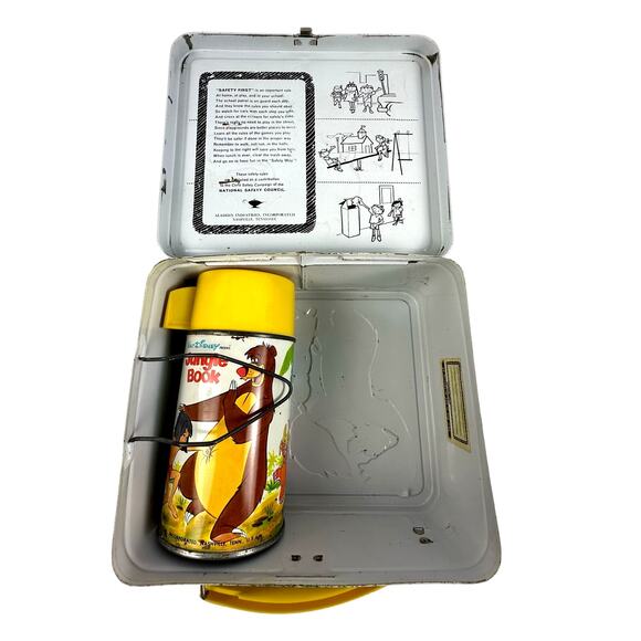 Disney 1966 Aladdin Jungle Book Embossed Metal Lunchbox w/Thermos & Golden Book. - Picture 13 of 16